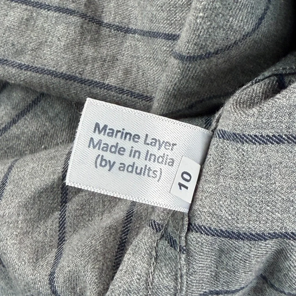 Marine Layer Lipton Shirt Men Larger Grey Blue Stripe Long Sleeve NWT $98 - Picture 10 of 10